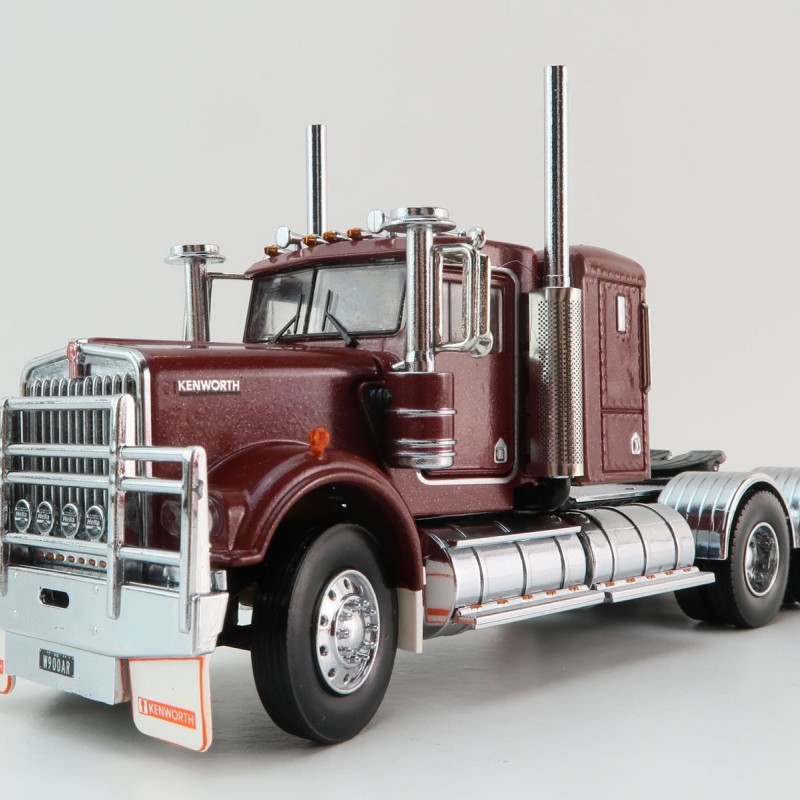 Iconic Replicas - Australian Kenworth W900 6x4 Lowline Bunk Truck Vintage Burgundy  - Scale 1:50