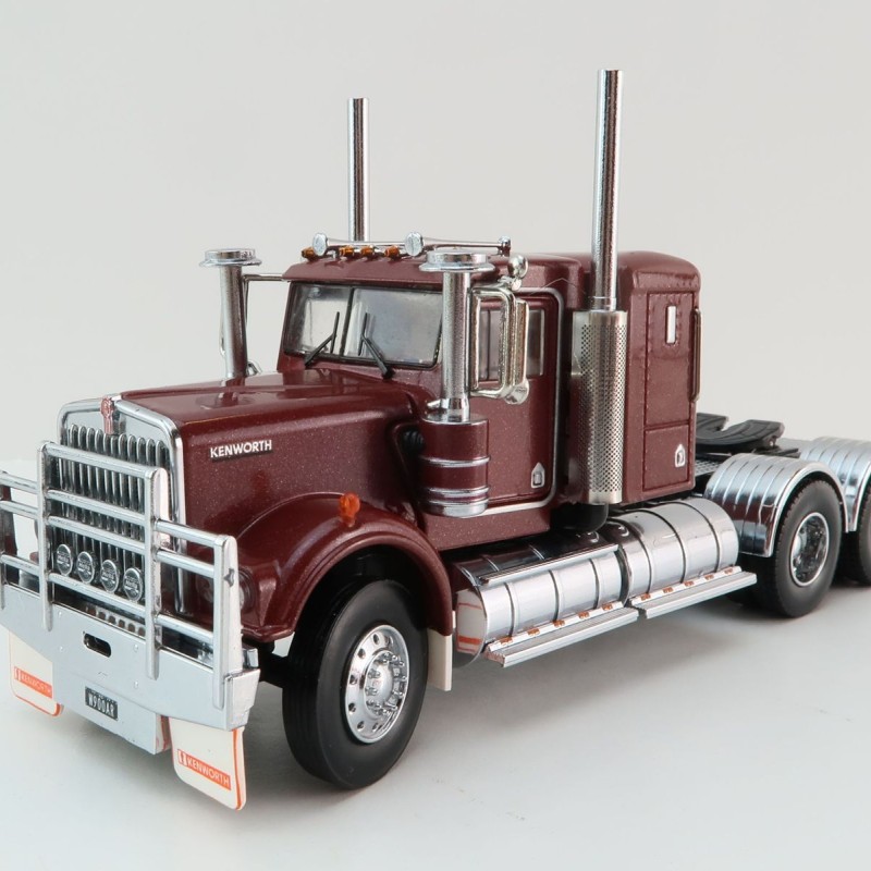 Iconic Replicas - Australian Kenworth W900 6x4 Lowline Bunk Truck Vintage Burgundy  - Scale 1:50