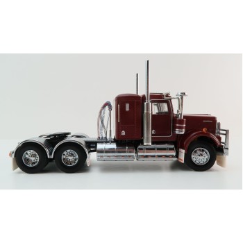 Iconic Replicas - Australian Kenworth W900 6x4 Lowline Bunk Truck Vintage Burgundy  - Scale 1:50