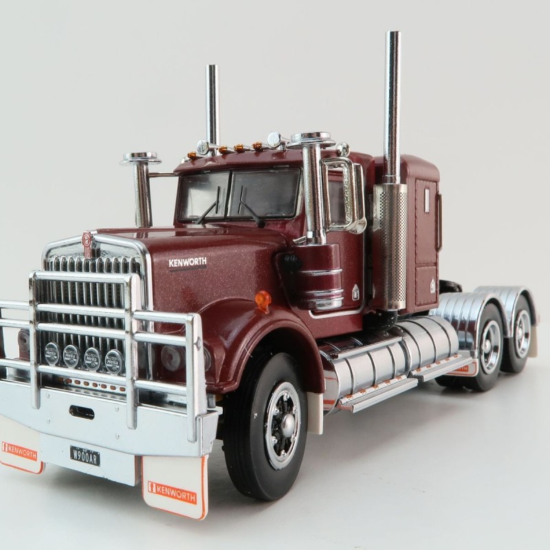 Iconic Replicas - Australian Kenworth W900 6x4 Lowline Bunk Truck Vintage Burgundy Spider - Scale 1:50