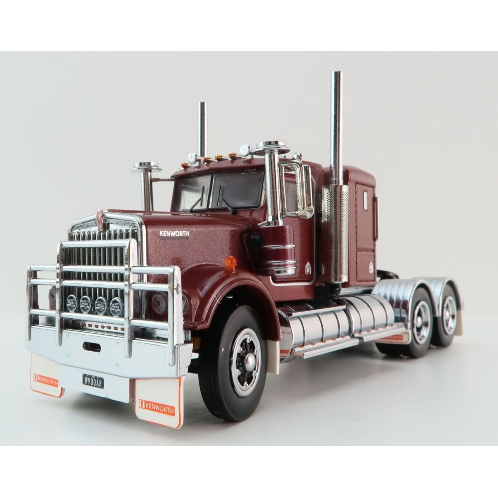 Iconic Replicas - Australian Kenworth W900 6x4 Lowline Bunk Truck Vintage Burgundy Spider - Scale 1:50