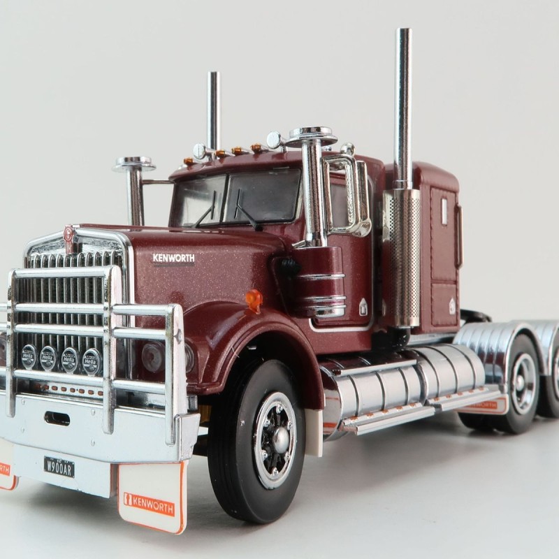 Iconic Replicas - Australian Kenworth W900 6x4 Lowline Bunk Truck Vintage Burgundy Spider - Scale 1:50