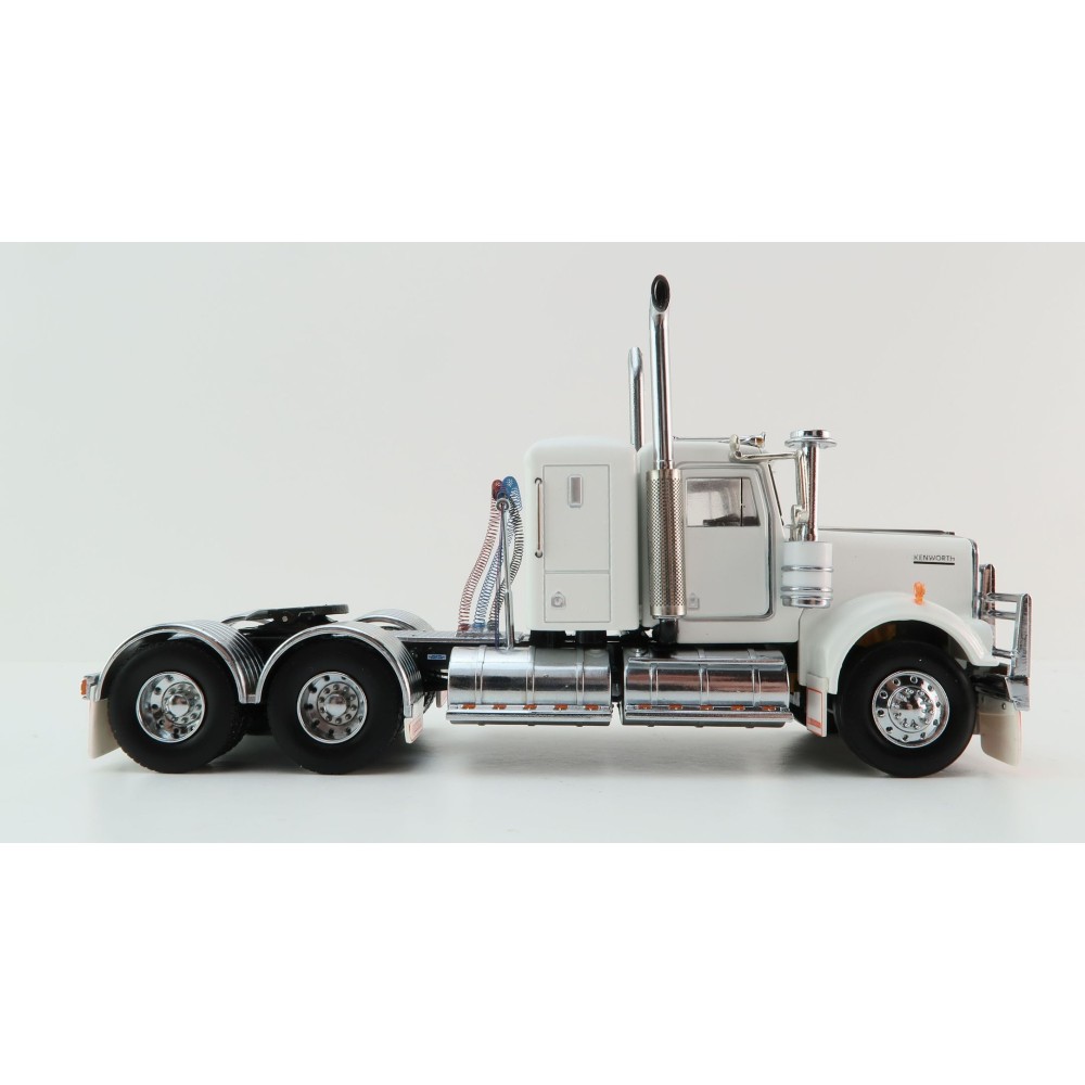 Iconic Replicas - Australian Kenworth W900 6x4 Lowline Bunk Truck White Black - Scale 1:50