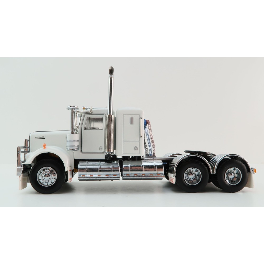 Iconic Replicas - Australian Kenworth W900 6x4 Lowline Bunk Truck White Black - Scale 1:50