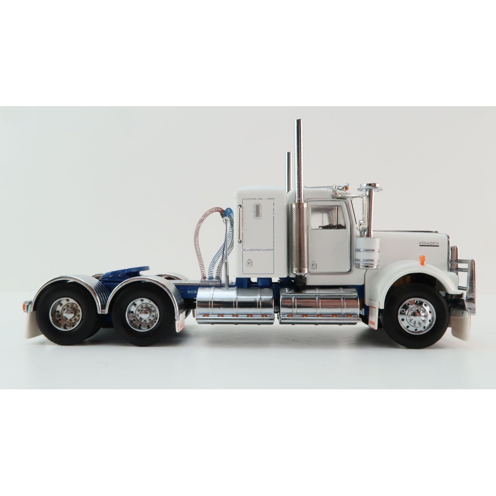 Iconic Replicas - Australian Kenworth W900 6x4 Lowline Bunk Truck White Blue - Scale 1:50