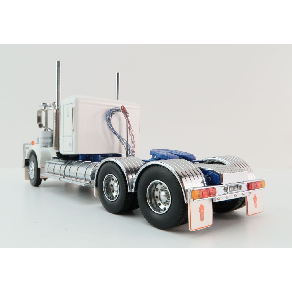 Iconic Replicas - Australian Kenworth W900 6x4 Lowline Bunk Truck White Blue - Scale 1:50
