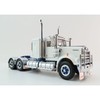 Iconic Replicas - Australian Kenworth W900 6x4 Lowline Bunk Truck White Blue Spider - Scale 1:50