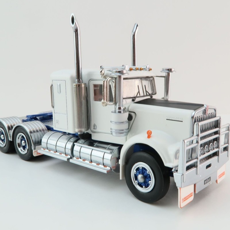 Iconic Replicas - Australian Kenworth W900 6x4 Lowline Bunk Truck White Blue Spider - Scale 1:50