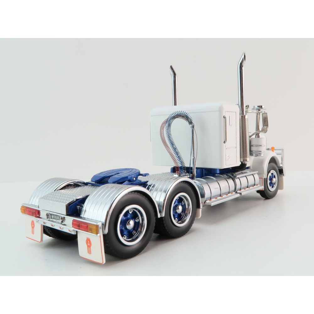 Iconic Replicas - Australian Kenworth W900 6x4 Lowline Bunk Truck White Blue Spider - Scale 1:50