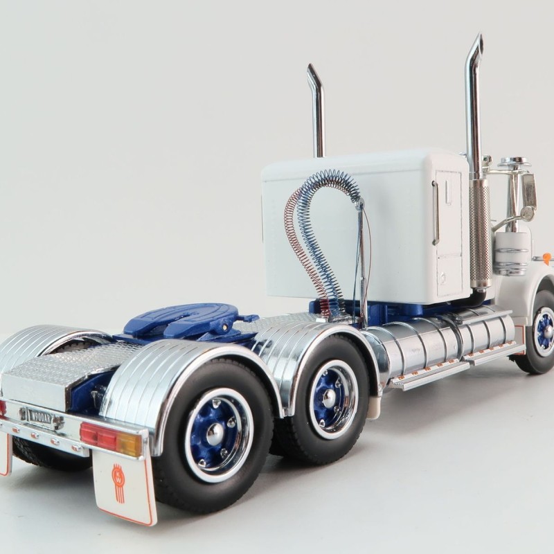 Iconic Replicas - Australian Kenworth W900 6x4 Lowline Bunk Truck White Blue Spider - Scale 1:50