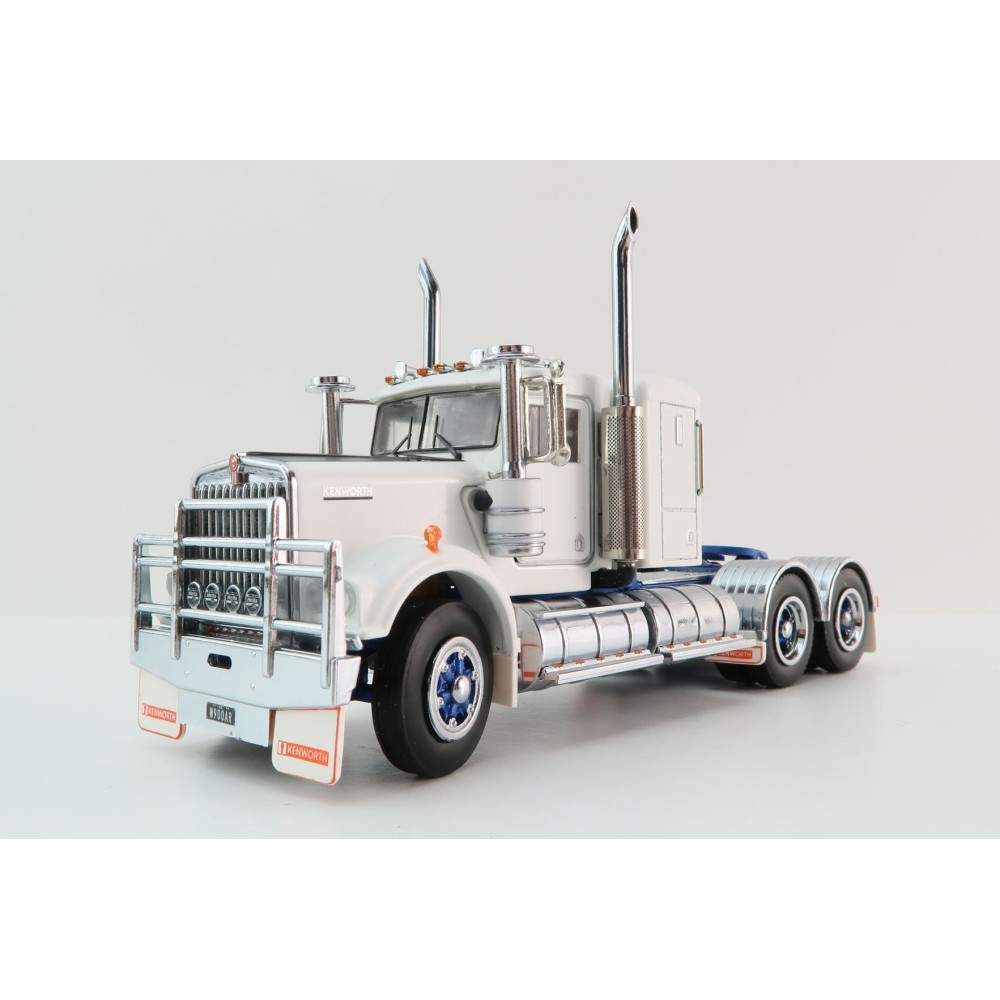 Iconic Replicas - Australian Kenworth W900 6x4 Lowline Bunk Truck White Blue Spider - Scale 1:50