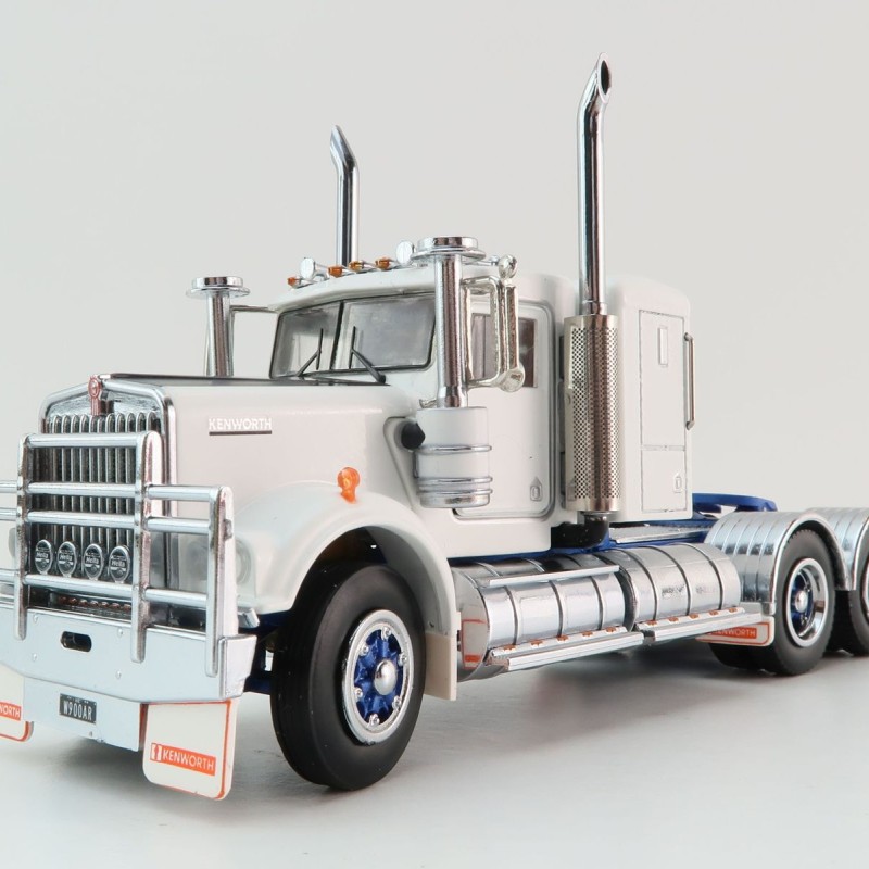 Iconic Replicas - Australian Kenworth W900 6x4 Lowline Bunk Truck White Blue Spider - Scale 1:50
