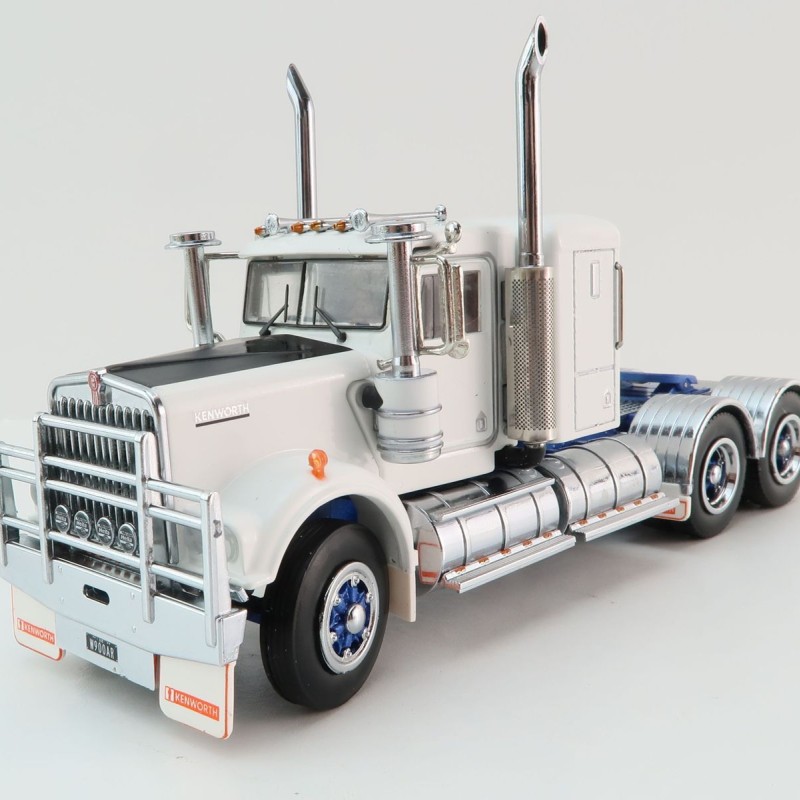 Iconic Replicas - Australian Kenworth W900 6x4 Lowline Bunk Truck White Blue Spider - Scale 1:50