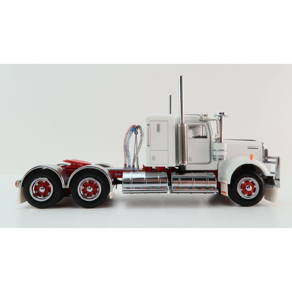 Iconic Replicas - Australian Kenworth W900 6x4 Lowline Bunk Truck White Red Spider - Scale 1:50