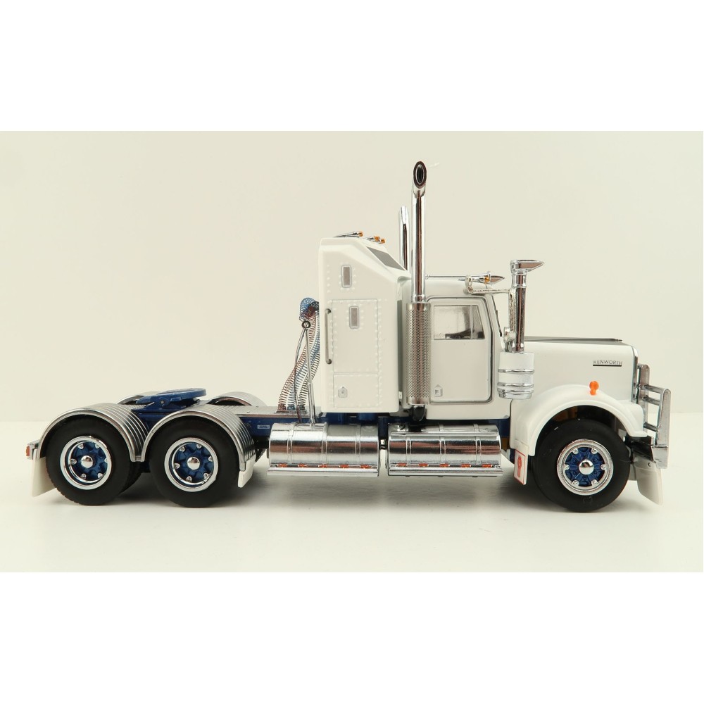 Iconic Replicas - Australian Kenworth W900 6x4 Prime Mover Truck White Blue Spider Wheels - Scale 1:50