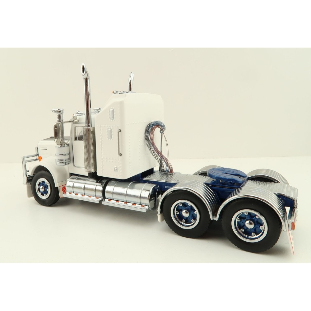 Iconic Replicas - Australian Kenworth W900 6x4 Prime Mover Truck White Blue Spider Wheels - Scale 1:50