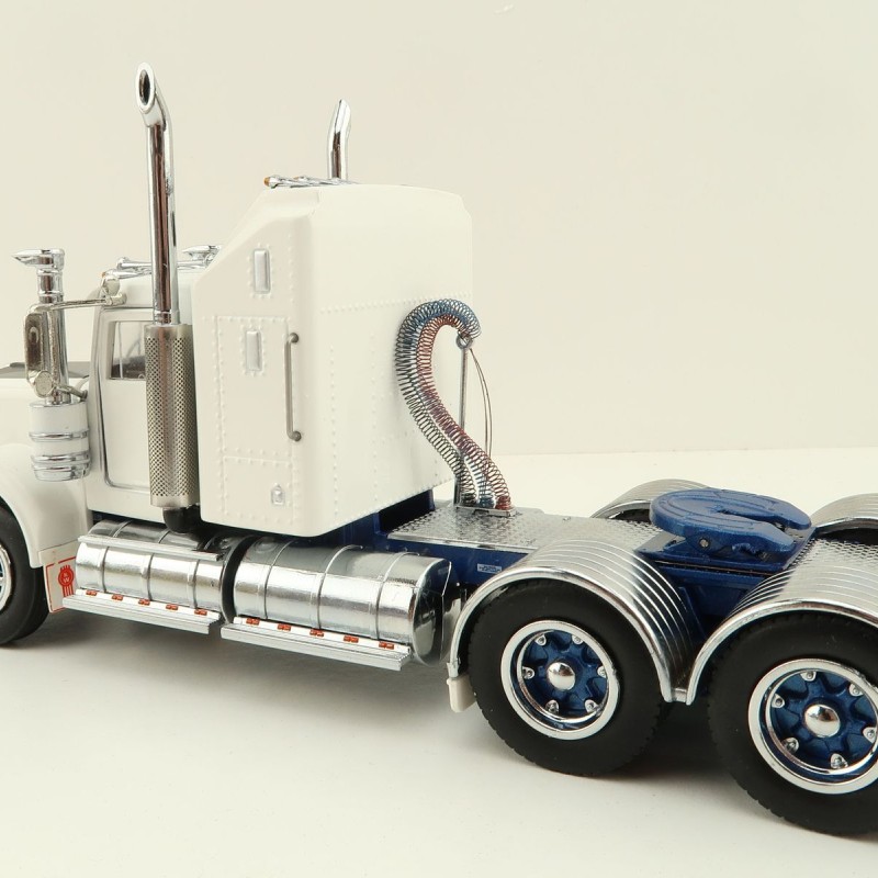 Iconic Replicas - Australian Kenworth W900 6x4 Prime Mover Truck White Blue Spider Wheels - Scale 1:50