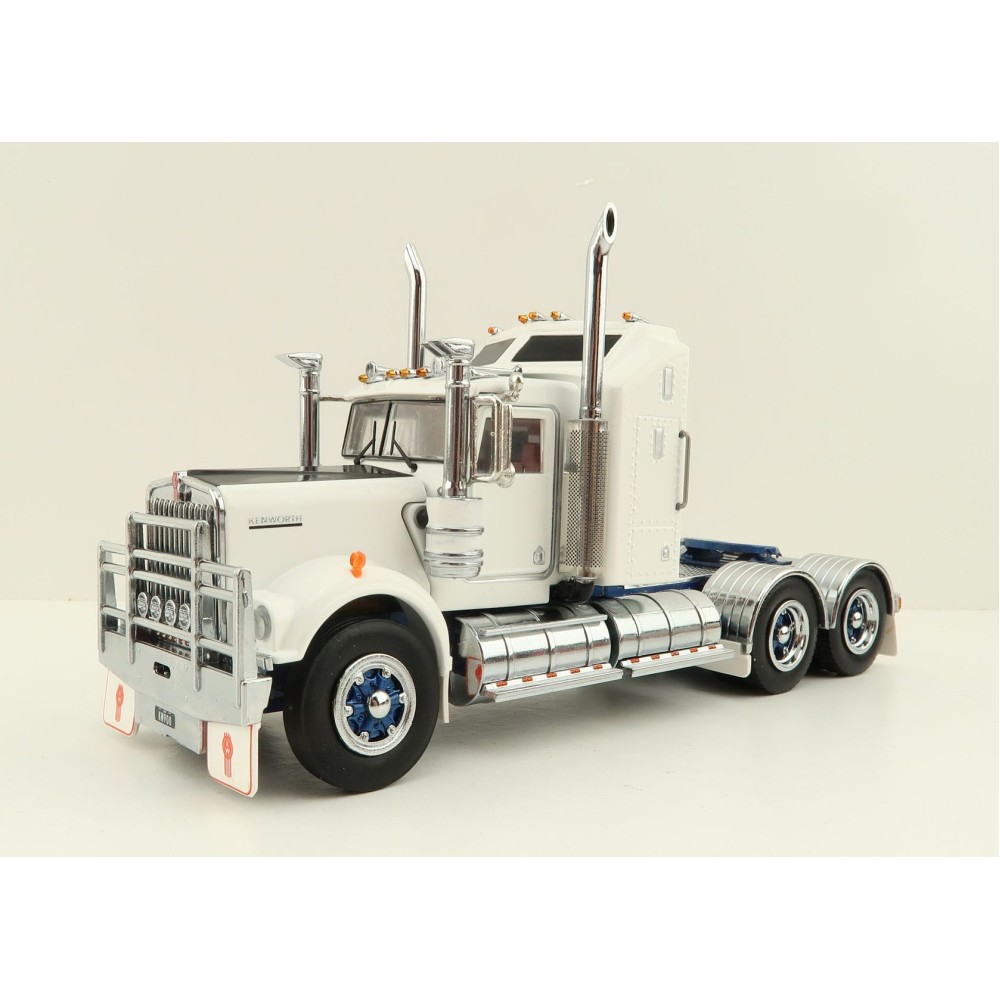 Iconic Replicas - Australian Kenworth W900 6x4 Prime Mover Truck White Blue Spider Wheels - Scale 1:50