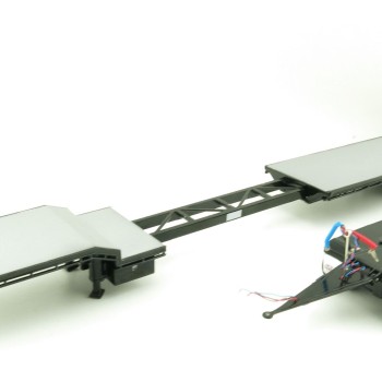 Iconic Replicas - Custom Transport Equipment CTE 45' Extendable Drop Deck Trailer with 3axle Dolly Black - Scale 1:50