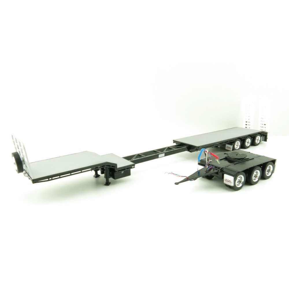 Iconic Replicas - Custom Transport Equipment CTE 45' Extendable Drop Deck Trailer with 3axle Dolly Black - Scale 1:50