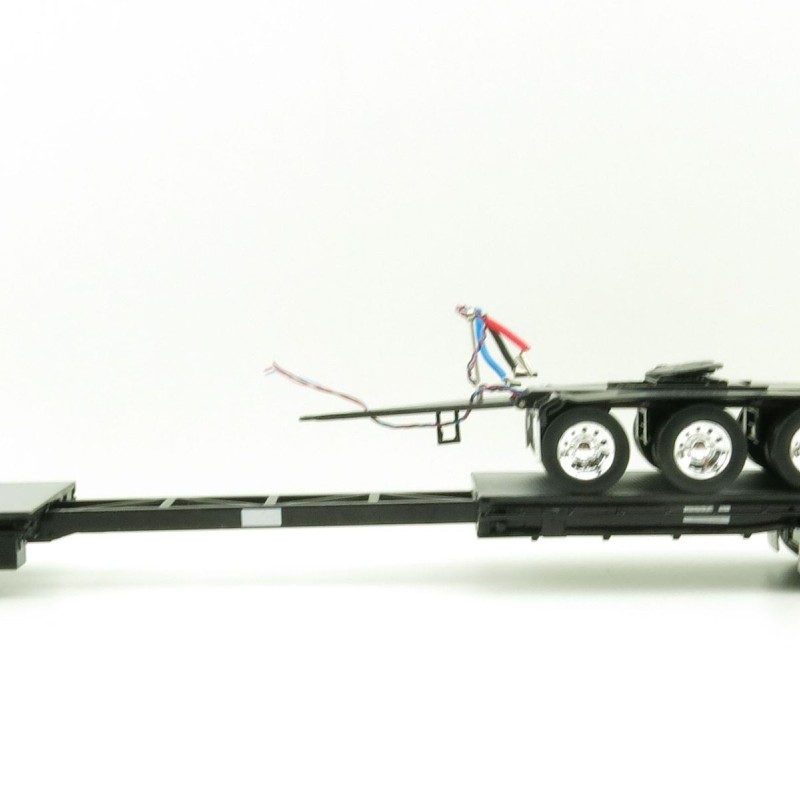 Iconic Replicas - Custom Transport Equipment CTE 45' Extendable Drop Deck Trailer with 3axle Dolly Black - Scale 1:50