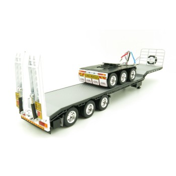 Iconic Replicas - Custom Transport Equipment CTE 45' Extendable Drop Deck Trailer with 3axle Dolly Black - Scale 1:50