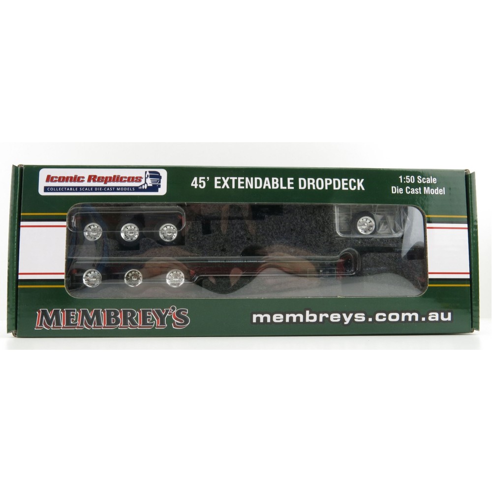 Iconic Replicas - Custom Transport Equipment CTE 45' Extendable Drop Deck Trailer with 3axle Dolly Membreys - Scale 1:50