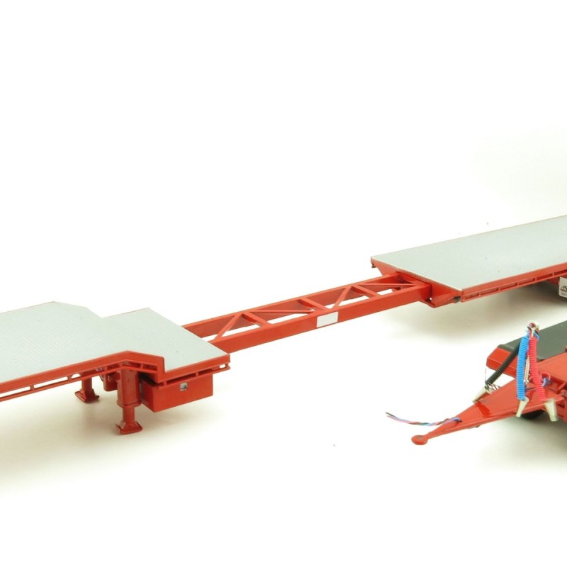 Iconic Replicas - Custom Transport Equipment CTE 45' Extendable Drop Deck Trailer with 3axle Dolly Red - Scale 1:50