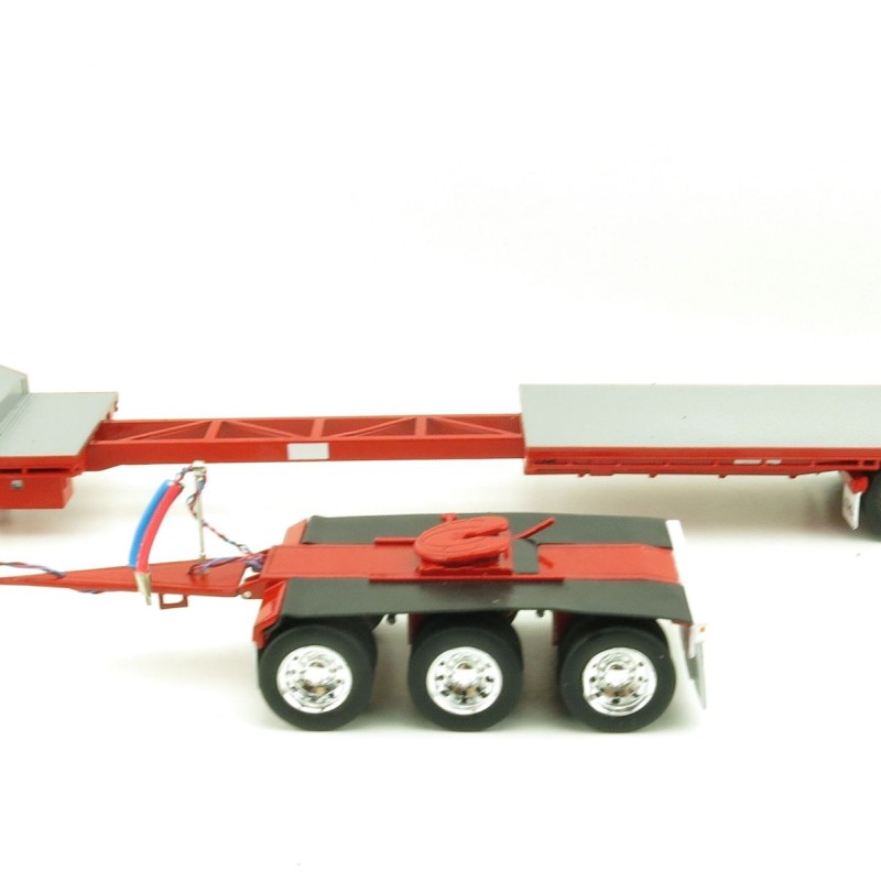 Iconic Replicas - Custom Transport Equipment CTE 45' Extendable Drop Deck Trailer with 3axle Dolly Red - Scale 1:50