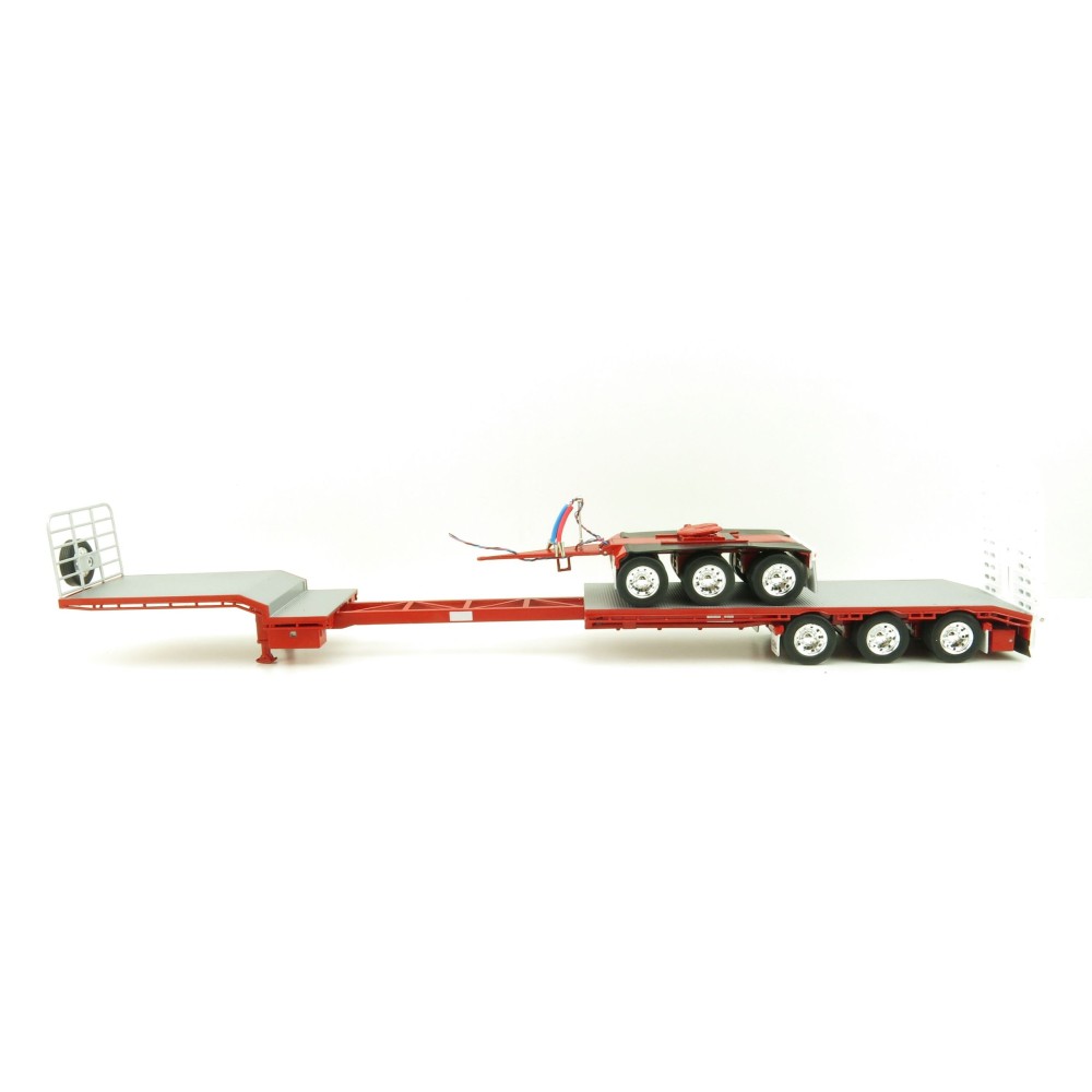Iconic Replicas - Custom Transport Equipment CTE 45' Extendable Drop Deck Trailer with 3axle Dolly Red - Scale 1:50