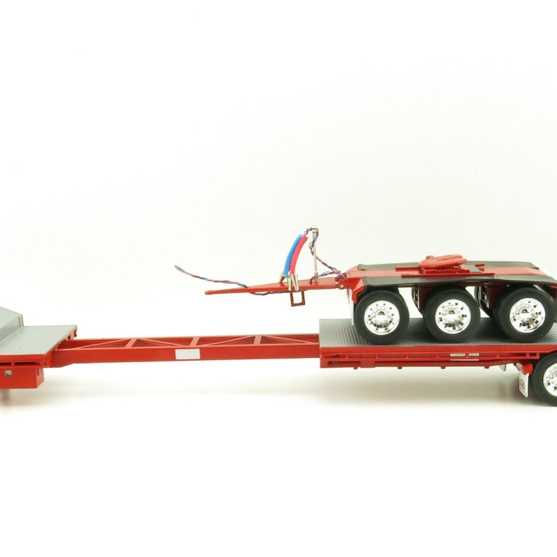 Iconic Replicas - Custom Transport Equipment CTE 45' Extendable Drop Deck Trailer with 3axle Dolly Red - Scale 1:50