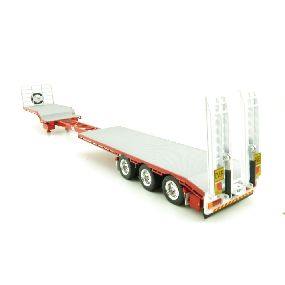 Iconic Replicas - Custom Transport Equipment CTE 45' Extendable Drop Deck Trailer with 3axle Dolly Red - Scale 1:50