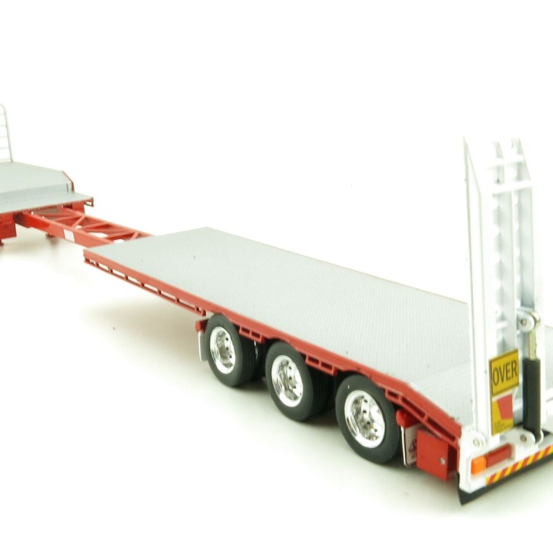 Iconic Replicas - Custom Transport Equipment CTE 45' Extendable Drop Deck Trailer with 3axle Dolly Red - Scale 1:50