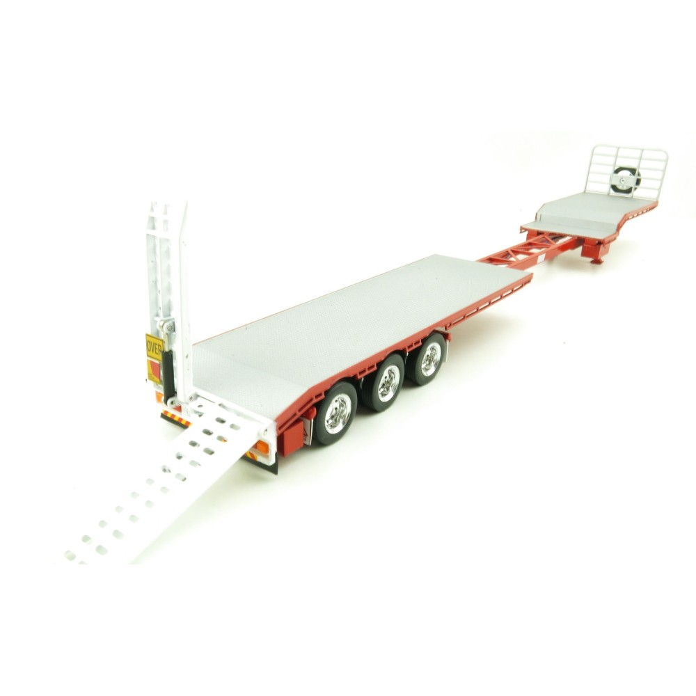 Iconic Replicas - Custom Transport Equipment CTE 45' Extendable Drop Deck Trailer with 3axle Dolly Red - Scale 1:50