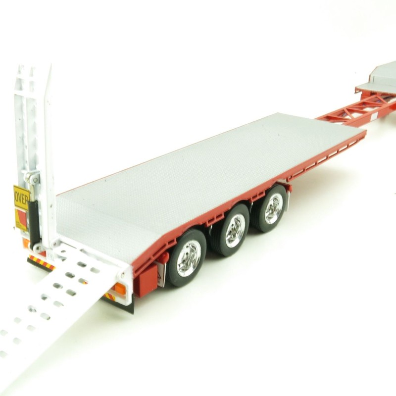 Iconic Replicas - Custom Transport Equipment CTE 45' Extendable Drop Deck Trailer with 3axle Dolly Red - Scale 1:50