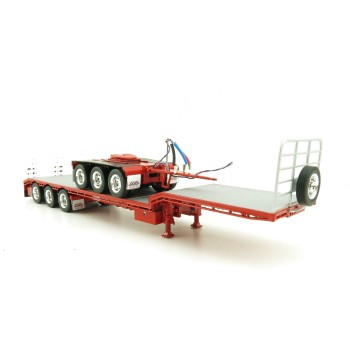Iconic Replicas - Custom Transport Equipment CTE 45' Extendable Drop Deck Trailer with 3axle Dolly Red - Scale 1:50