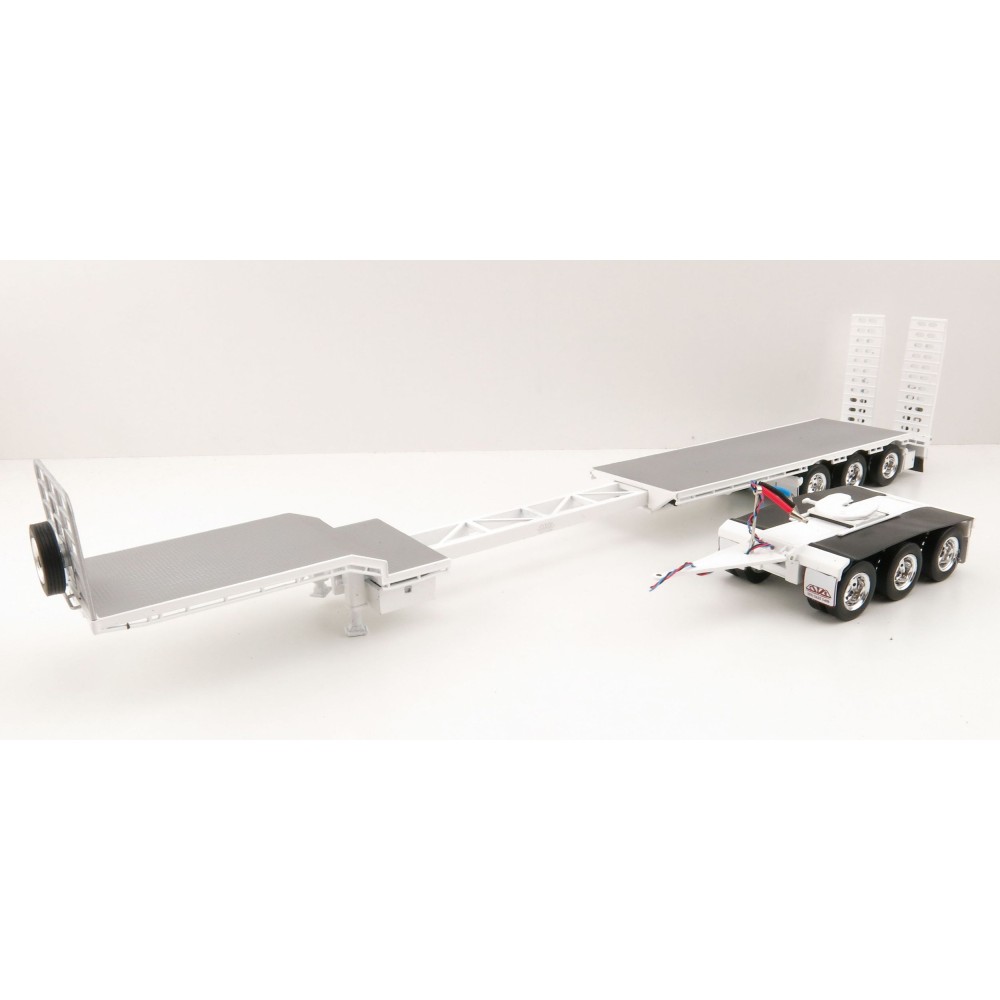 Iconic Replicas - Custom Transport Equipment CTE 45' Extendable Drop Deck Trailer with 3axle Dolly White - Scale 1:50