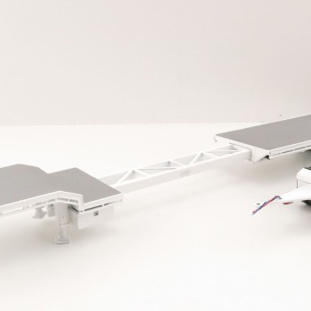 Iconic Replicas - Custom Transport Equipment CTE 45' Extendable Drop Deck Trailer with 3axle Dolly White - Scale 1:50