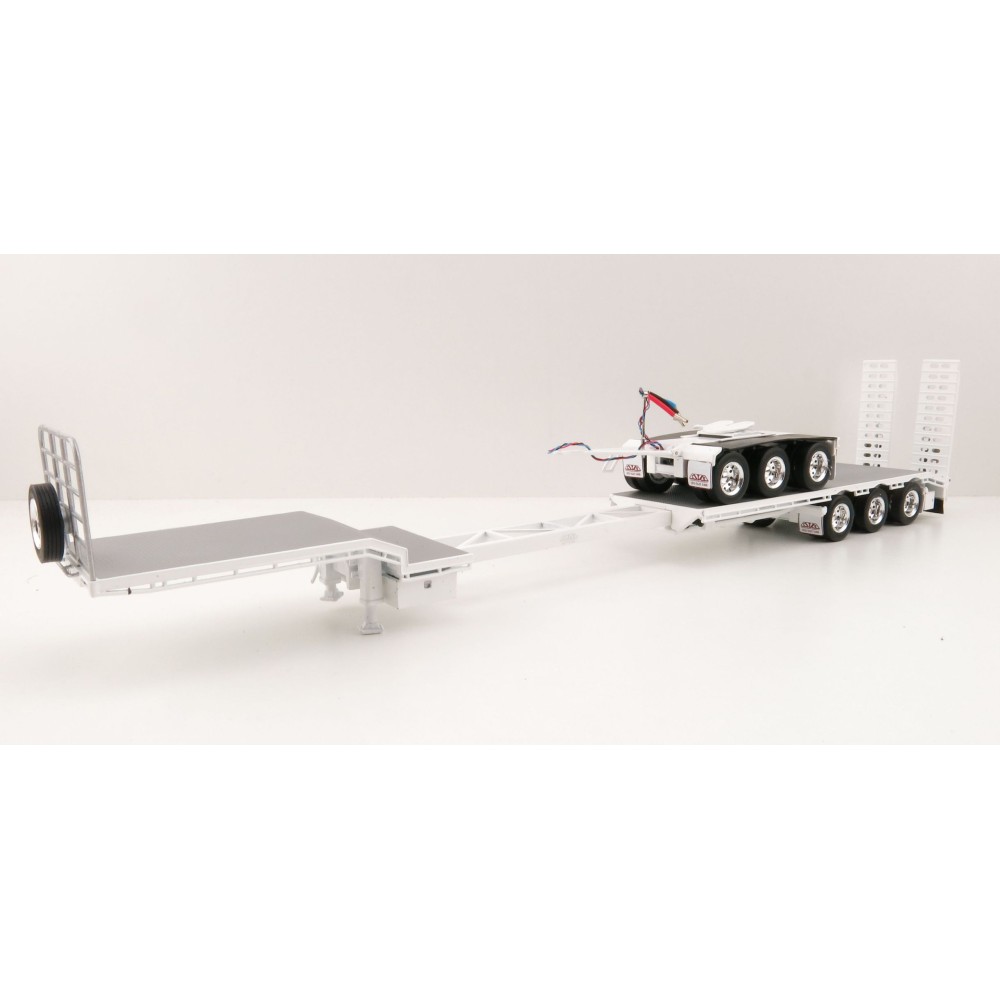 Iconic Replicas - Custom Transport Equipment CTE 45' Extendable Drop Deck Trailer with 3axle Dolly White - Scale 1:50