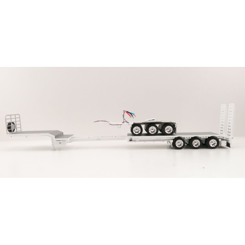 Iconic Replicas - Custom Transport Equipment CTE 45' Extendable Drop Deck Trailer with 3axle Dolly White - Scale 1:50