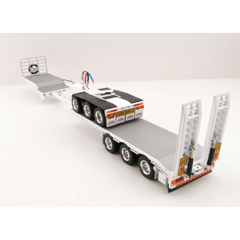 Iconic Replicas - Custom Transport Equipment CTE 45' Extendable Drop Deck Trailer with 3axle Dolly White - Scale 1:50