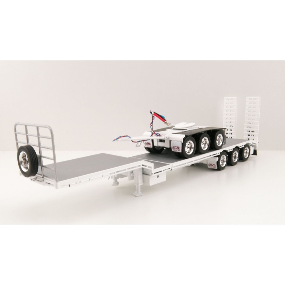 Iconic Replicas - Custom Transport Equipment CTE 45' Extendable Drop Deck Trailer with 3axle Dolly White - Scale 1:50