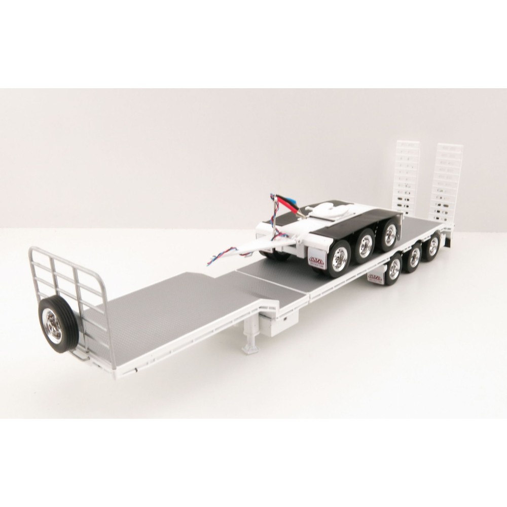 Iconic Replicas - Custom Transport Equipment CTE 45' Extendable Drop Deck Trailer with 3axle Dolly White - Scale 1:50