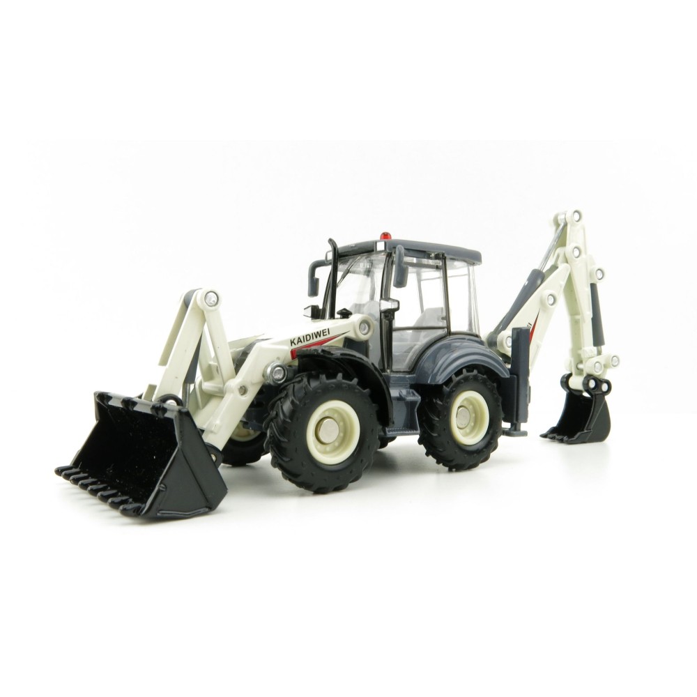 KDW - Kaidiwei White Backhoe Loader Scale 1:50