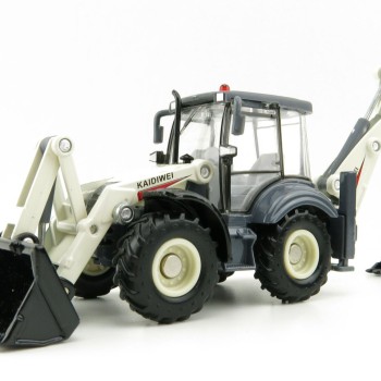 KDW - Kaidiwei White Backhoe Loader Scale 1:50