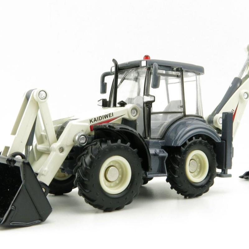 KDW - Kaidiwei White Backhoe Loader Scale 1:50