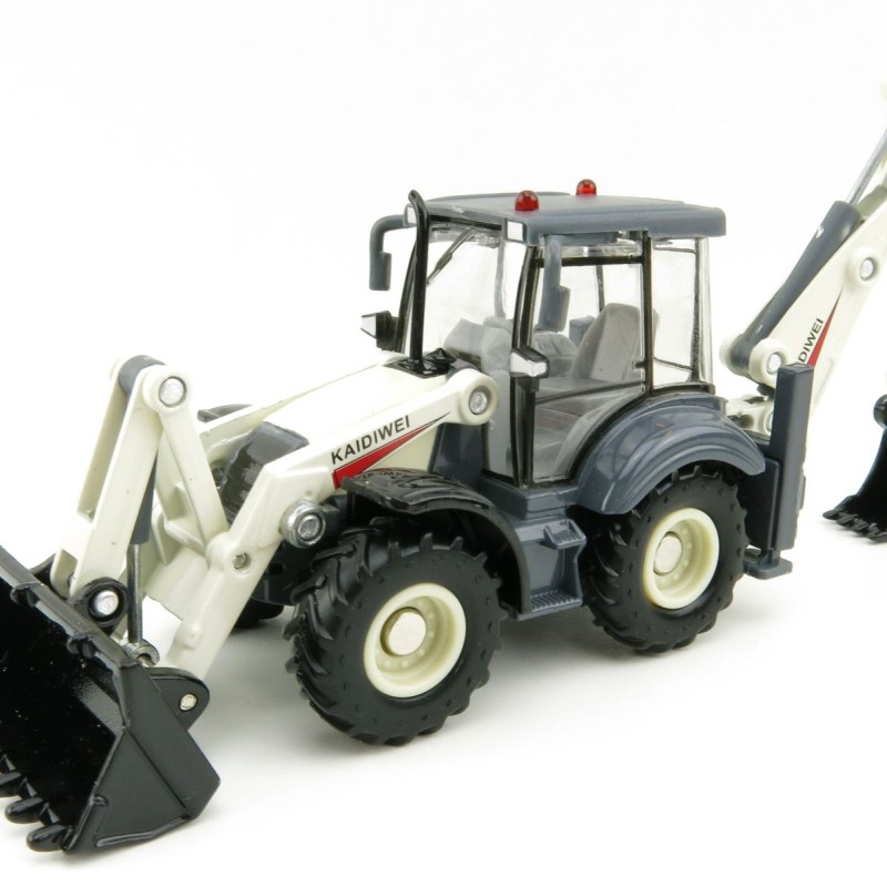 KDW - Kaidiwei White Backhoe Loader Scale 1:50
