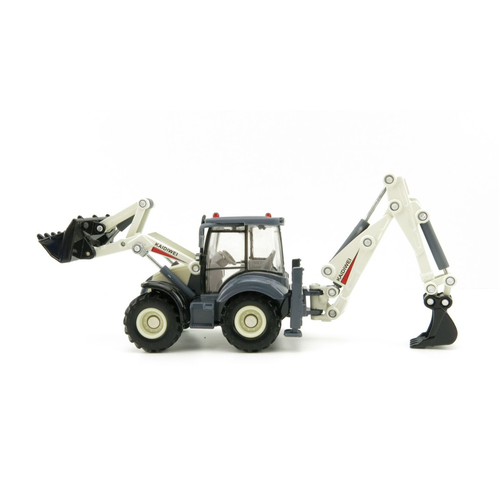 KDW - Kaidiwei White Backhoe Loader Scale 1:50