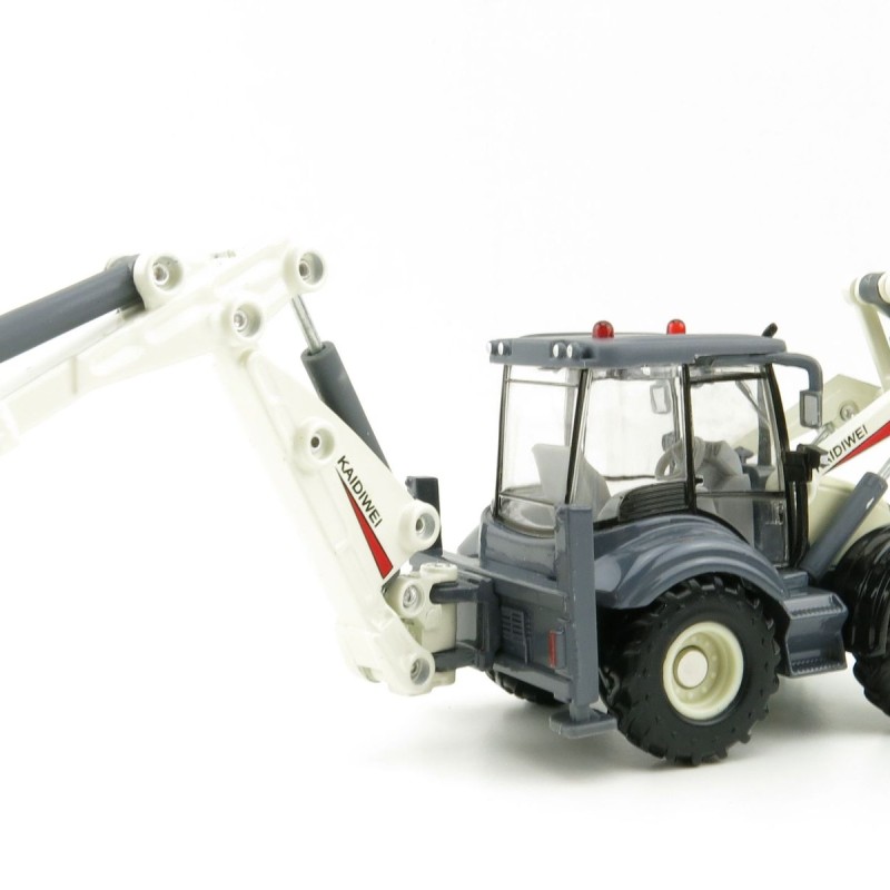KDW - Kaidiwei White Backhoe Loader Scale 1:50