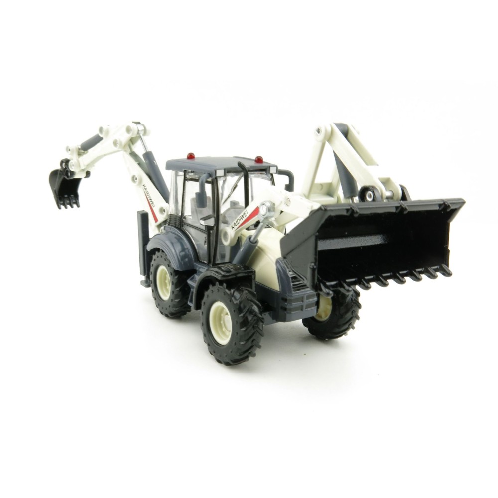KDW - Kaidiwei White Backhoe Loader Scale 1:50